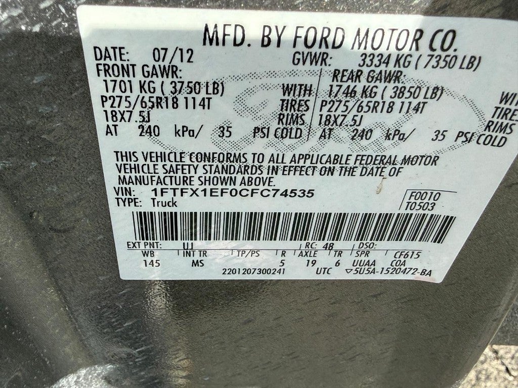 2012 Ford F-150 4WD SuperCab 145" XLT