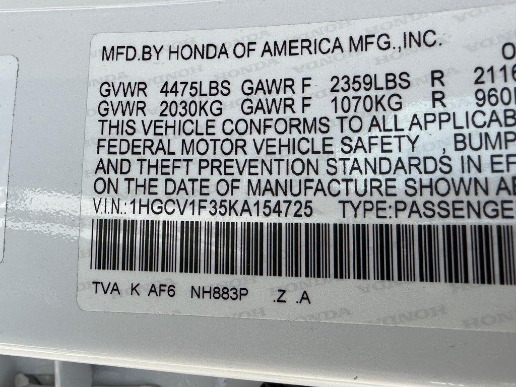 2019 Honda Accord Sedan Sport 1.5T CVT