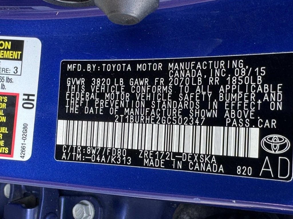 2016 Toyota Corolla S Plus