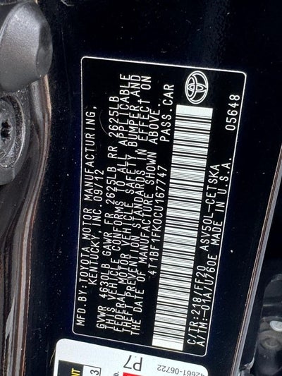 2012 Toyota Camry SE