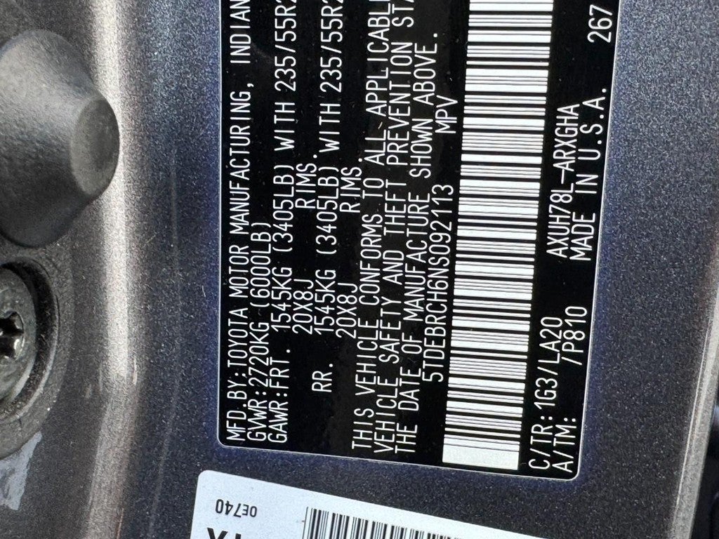 2022 Toyota Highlander Hybrid Platinum AWD (Natl)