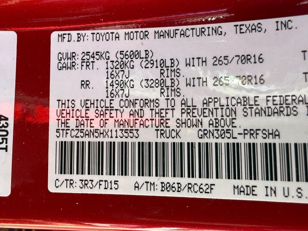 2017 Toyota Tacoma TRD Off Road Double Cab 5' Bed V6 4x4 MT (Natl)