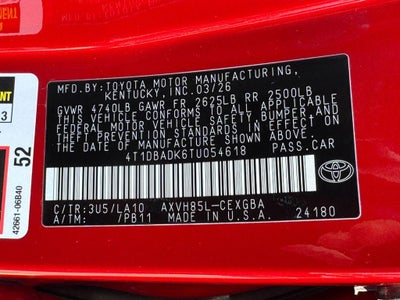 2026 Toyota Camry XLE AWD (Natl)